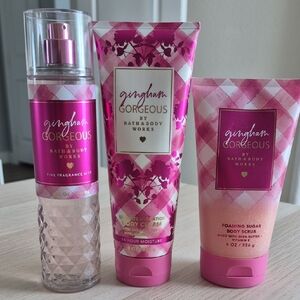 Bath & Body Works Gingham Gorgeous Pink Fragrance & Body Care Trio